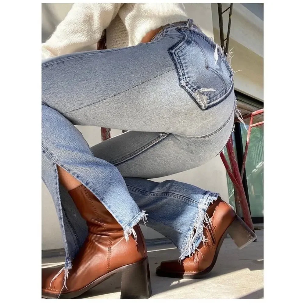 EB Denim Levi's 501 Unraveled Pocket & Hem Highrise Split Hem Button Fly Jean 23 - Picture 2 of 12